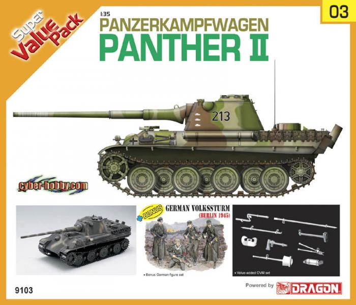 Panther II; 4 figura(German Volkssturm, Berlin 1945), maratás, szemenkénti lánctalp