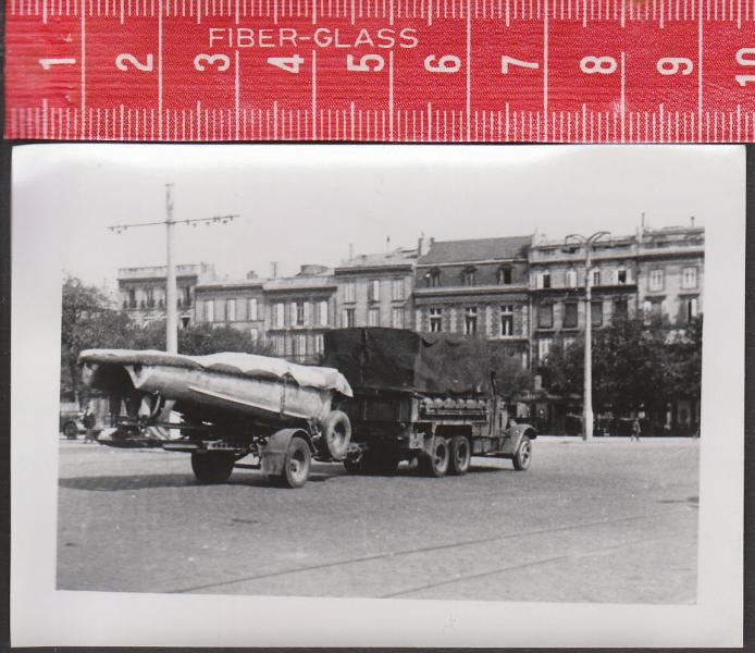 Sd.Ah.13 trailer and truck in parade in France