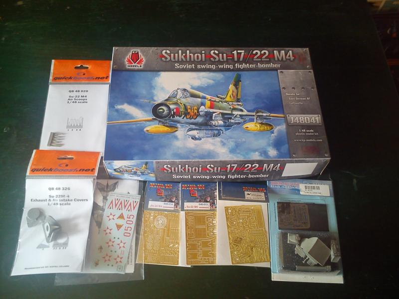 16.000 Ft

KP 1/48 48061 Su-17/22M4
+Quickboost 48020 Su-22 airs coops
+Quickboost 48326 Su-22 Exhaust and air intake covers
+Aires 4030 Su-22M4 kabin
+Part 48012 Su-22 interior
+Part 48013 Su-22 exterior
+Part 48014 Su-22 exterior
+HAD 48001zoom Su-22 magyar matrica