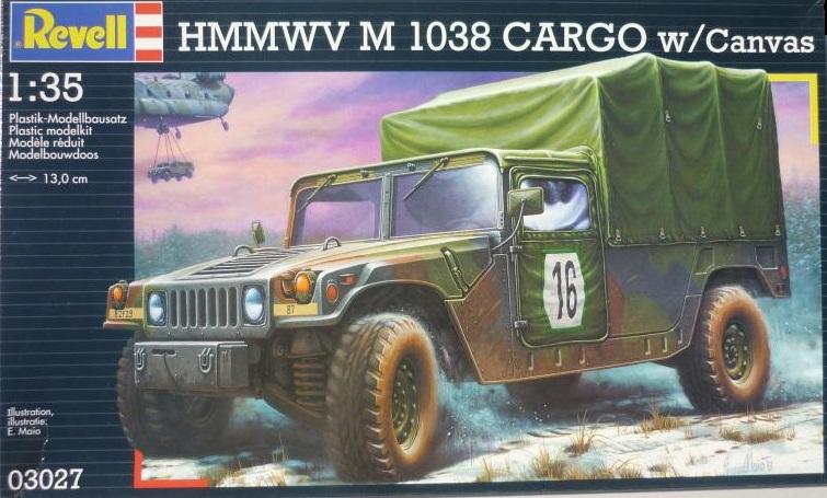 HMMWV M 1038 CARGO w/Canvas

1/35 - Revell - HMMWV M 1038 CARGO w/Canvas
Fólia bontva, csak az elülső lámpák festettek (többi része gyári állapotúnak tekinthető).
Irányár: 5000.- Ft