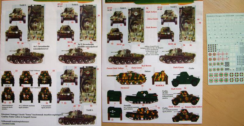 Tanks in Hungary 1941-1945 Toldi I., Csaba, Hetzer, Ansaldo matrica