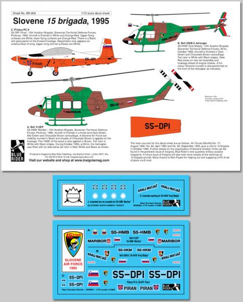 Bell 412EP, Bell 206B-3 Jetranger és Pilatus PC-9 matricák Slovene Air Force 1995