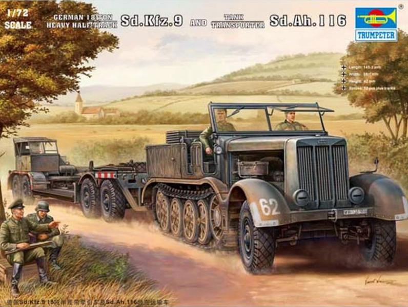 German Sd.Kfz. 9/18 Ton Half-Track & Sd.Ah.116 Trailer; igazi szemenkénti lánctalp, gumi kerekek