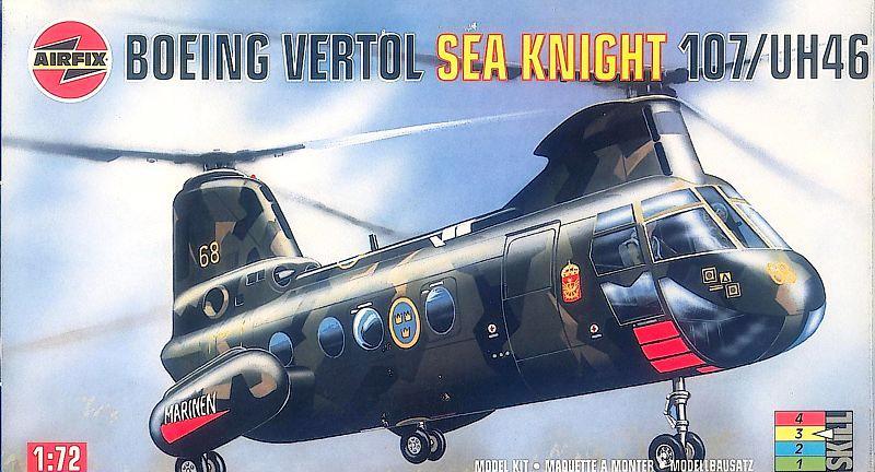 Boeing Vertol Sea Knight 107 UH46; amerikai és svéd matricák Airfix 3051