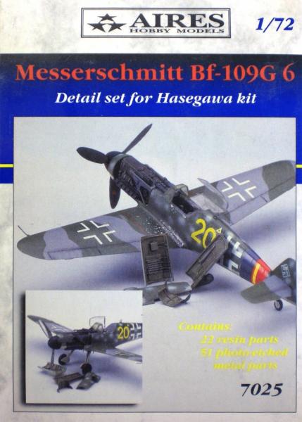 Aires 7025 Messerschmitt Bf 109G-6 detail set; motor, fegyverzet, futóakna, féklap - gyanta + maratás