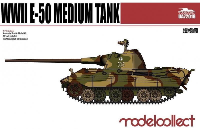 ModelCollect UA72018 Germany WWII E-50 Medium Tank with 88 gun fém lövegcső, maratás
