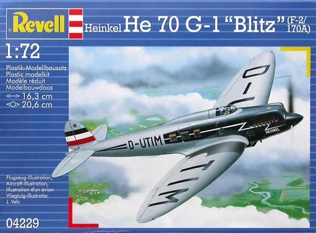 Revell 72 - He-70 - 1000 ft (egyik félszárnyon a panelek átkarcolva, hiányzik a műszerfal matrica)