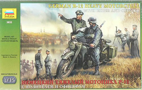 zve3632_German R-12 Heavy Motorcycle with Rider and Officer