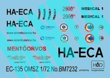 új ec-135 matrica