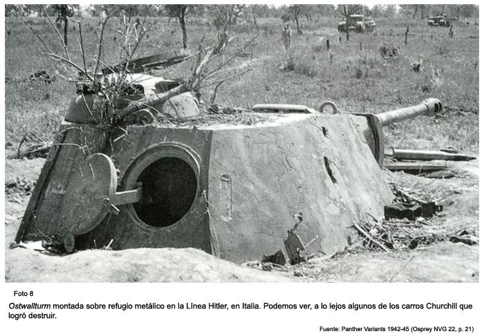 Ostwallturm  Panther Turret, Hitler vonal. A háttérben néhány Churchillt sikerült elpusztítani.