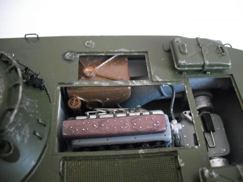 PT-76  Trumpeter motortér és belső berendezés saját gyártmány