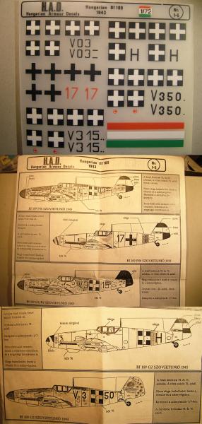 Hungarian Bf 109 1943; HAD decals Nr. 1-5: 