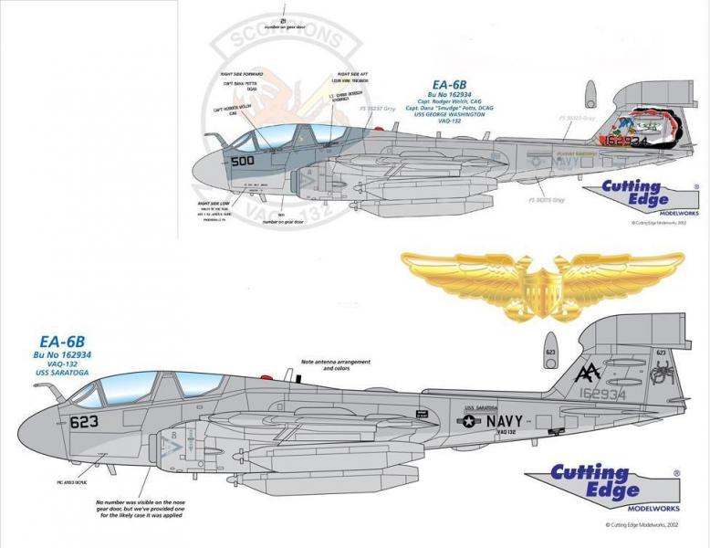 EA-6B Prowler , Decal Set

1/72 matrica szett , kettő garnitura található benne. A "Skorpió szd." jelvényeivel , igényesen elkészített matrica. Ára 2500.- ami a postaköltséget is magában foglalja.