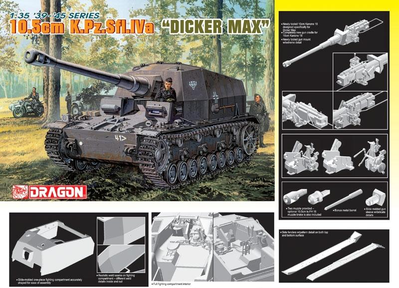 Dicker Max 10,5cm K.Pz.Sfl.IVa; magic track, fém lövegcső, maratás, fém vontatókábel