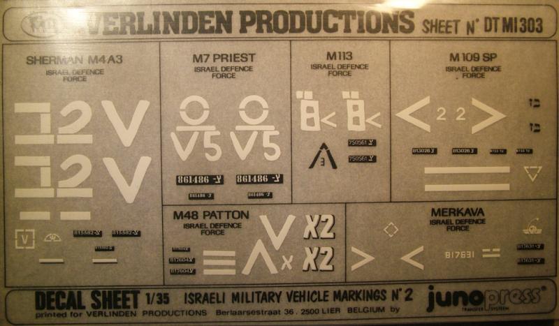 Israeli military vehicle markings no.2(száraz matrica); Sherman M4A3, M7 Priest, M113, M109 SP, M48 Patton, Merkava