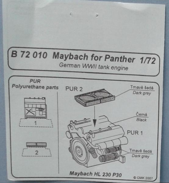 B 72 010 Maybach for panther IIVH German Tank Engine (gyanta) 200 Ft 