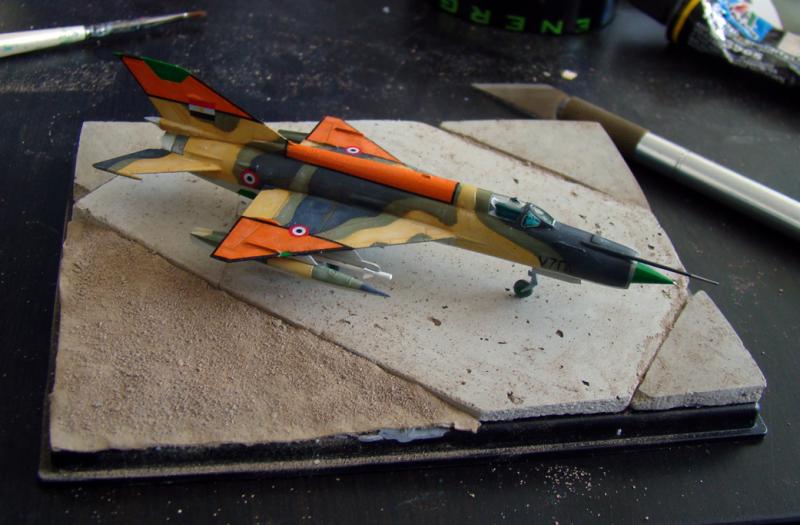 MiG-21MF no. 7628, Egyptian Air Force, 1988 in camouflage with orange ID panels (WIP)