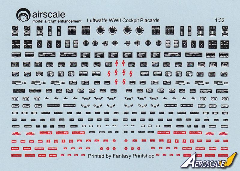 Airscale cockpit placards set