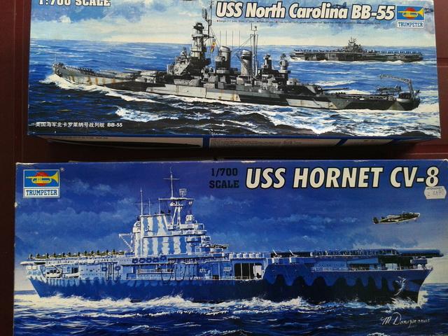 USS North Carolina / USS Hornet

1/700 USS North Carolina 
3500 Ft
1/700 USS Hornet
4000 Ft