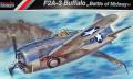 F2A-3 Bufallo Battle of Midway + US Navy Trainer; gyanta+maratás+film, részletes kabin és motortér