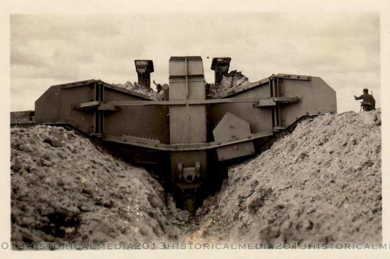 Trench digging plow in field (grabenpflug) WWII Photo