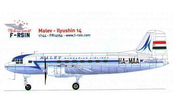 Ilyushin Il-14 Malév Hungarian AirLines; gyanta + fém futószárak és propellerek
