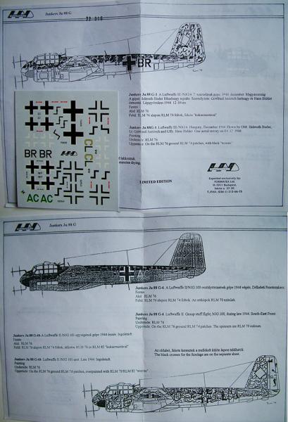 Junkers Ju 88 G matrica szett