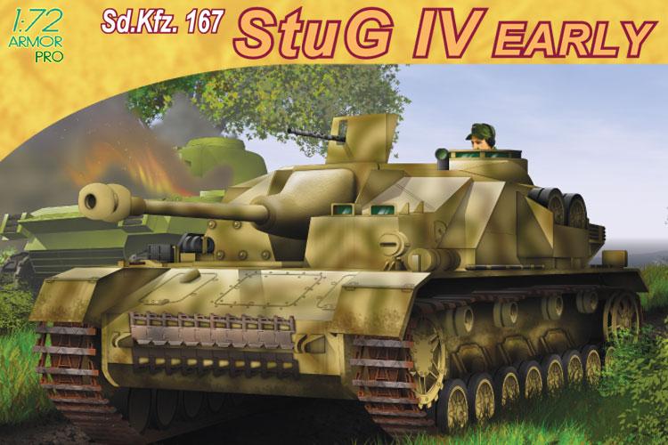 Stug IV. Early; maratással + RB72B19 fém lövegcső, elkezdve: a görgők felragasztva, az eredeti helyett gyanta lánctalpak