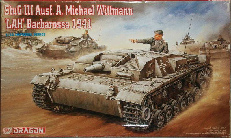 StuG III Ausf.A, Michael Wittmann, LAH, Barbarossa 1941; elkezdett; a test összeragasztva, maratás, Wittman figura