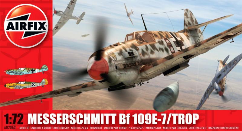 Airfix A02062 Messerschmitt Bf 109E-7 Trop; gyanta kabinbelsővel