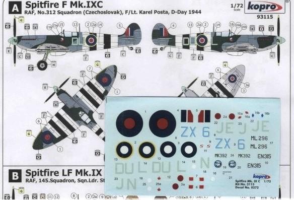 Kopro 93115 Supermarine Spitfire F Mk.IXC matrica