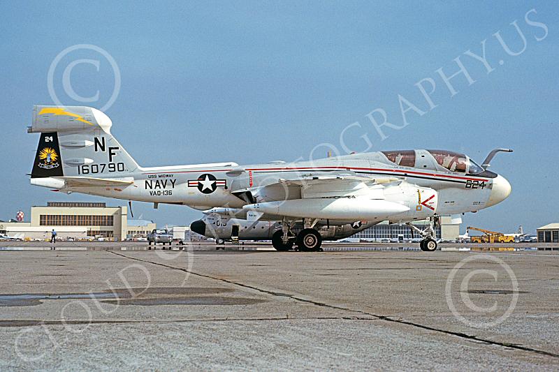 EA-6BUSN 00337 A static Grumman EA-6B Prowler USN 160790 VAQ-136 GAUNTLETS USS Midway NAS Alameda 2-1980 military airplane picture by Michael Grove, Sr-XL