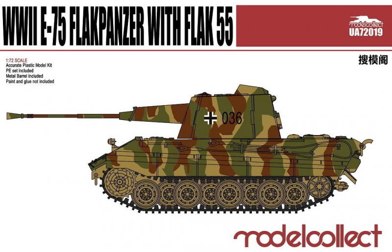 ModelCollect UA72019 Germany WWII E-75 Flakpanzer with FLAK 55; fém lövegcsövek, maratás