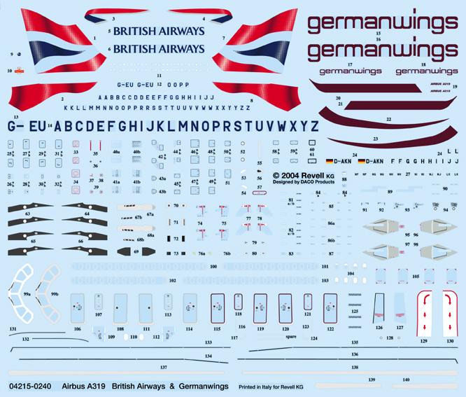 Revell 04215 A319 British Airways & Germanwings - 2000 Ft