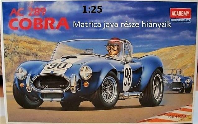 1:25	1509	Academy	Cobra 289	elkezdetlen, matrica java része hiányzik	dobozos	9800