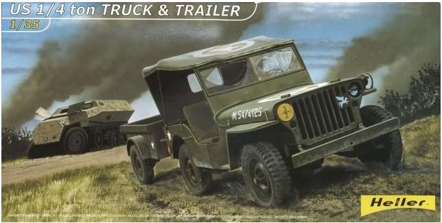 1:35	81105	Heller	US 1/4 ton truck & trailer	bontatlan, fóliázott	dobozos	3900