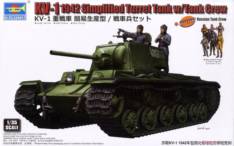 Trumpeter 09597 KV-1 1942 Simplified Turret Tank w. Tank Crew  7,000.- Ft