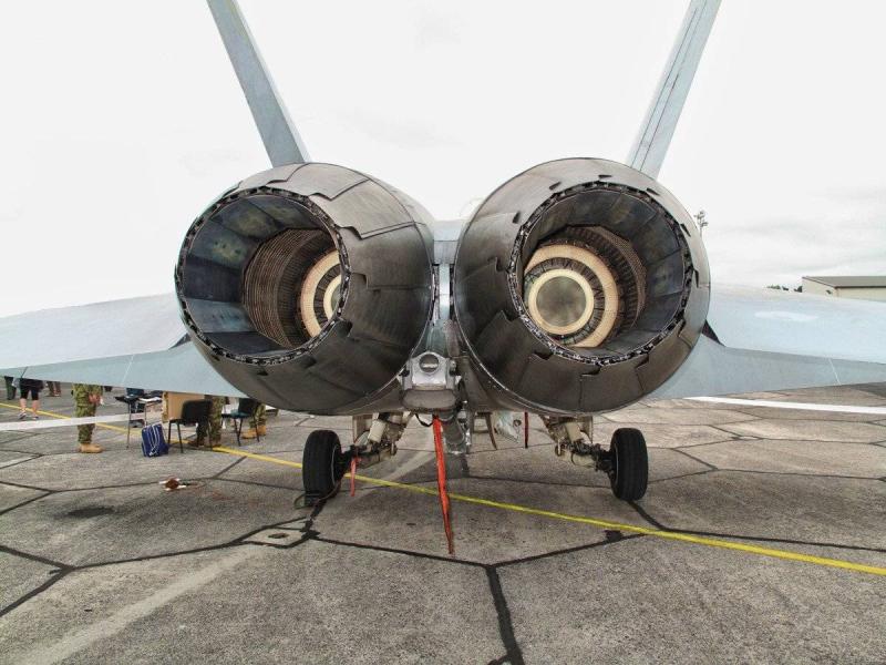 F/A-18 exhaust nozzle and burning can.