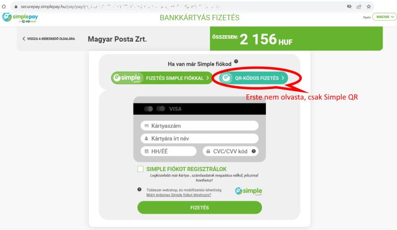 p_04

Fizetés vagy bankártyával, vagy Simple -vel. 
Apróbetűs szerint ~3-4 nem fizetés után automatikusan utánvétessé válna a fizetés.