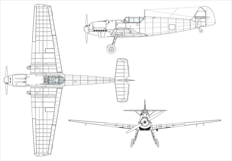 Messerschmitt Bf-109 C-1 háromnézeti rajz