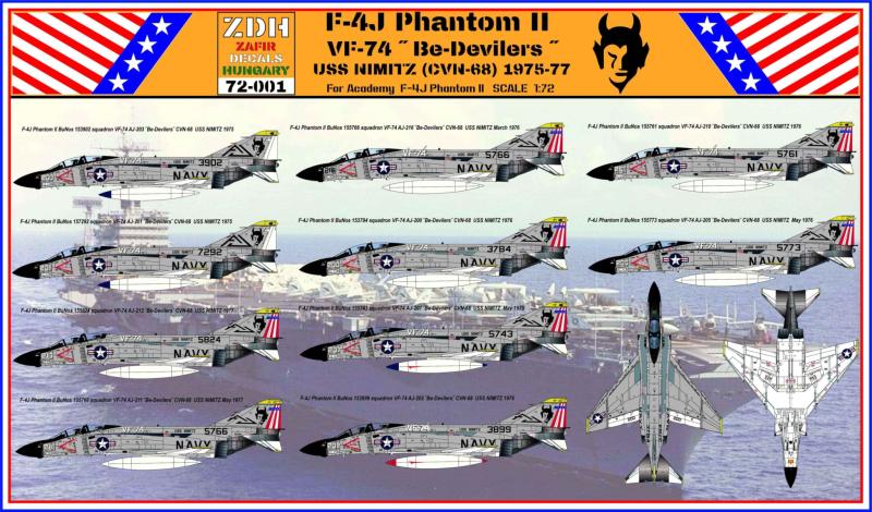 1_72 ZDH 72-001 F-4J VF-74 matrica 4900Ft
