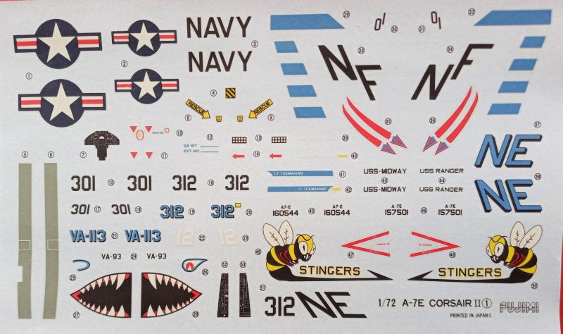 Fujimi A-7E Corsair II. decals