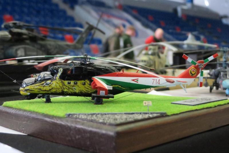 Az egyik egyedi festésű, Szolnokon kiállított Mi-24 makettje

Mosonshow 2024