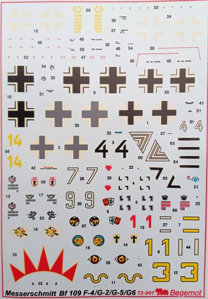 Begemot 72-001 ME Bf-109 decals