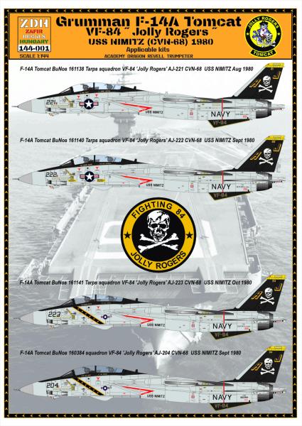 ZDH 144-001 F-14A VF84 Jolly Rogers decal 1