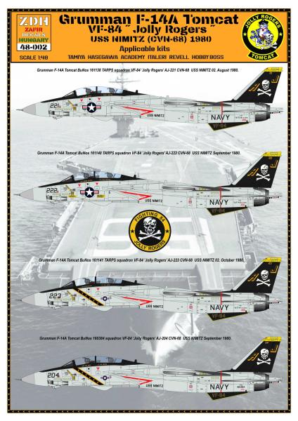 ZDH 48-002 F-14A VF-84 Jolly Rogers 1980 USS NIMITZ 1