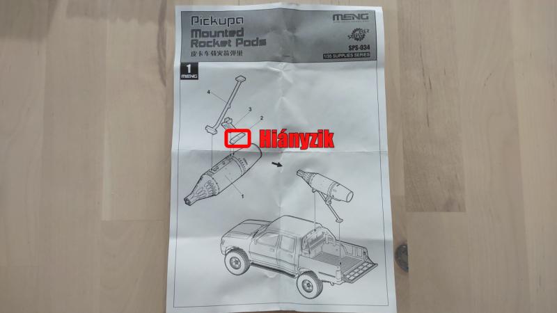 MENG SPS-034 Pickup Mounted Rocket Pods hiányzó alkatrész