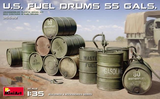 MiniArt 35592 U.S. Fuel Drums 55 Gals.  3,000.- Ft