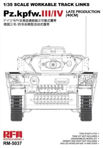 Rye Field Model RM-5037 Pz.Kpfw.III-IV Late Production (40cm) Tracks  5,000.- Ft