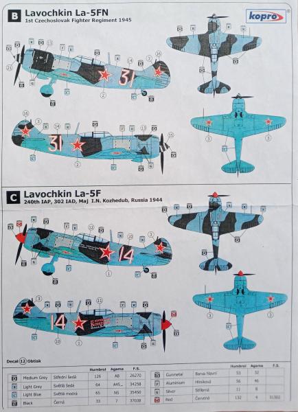Kopro La-5FN decals - rajz